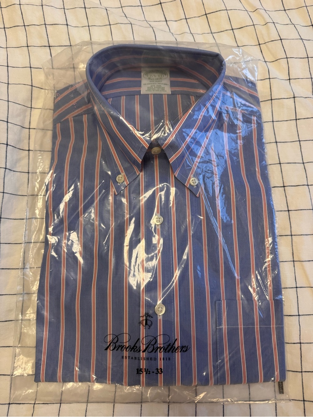 Brooks Brothers Men's dress shirt size 15½-33 blue stripe